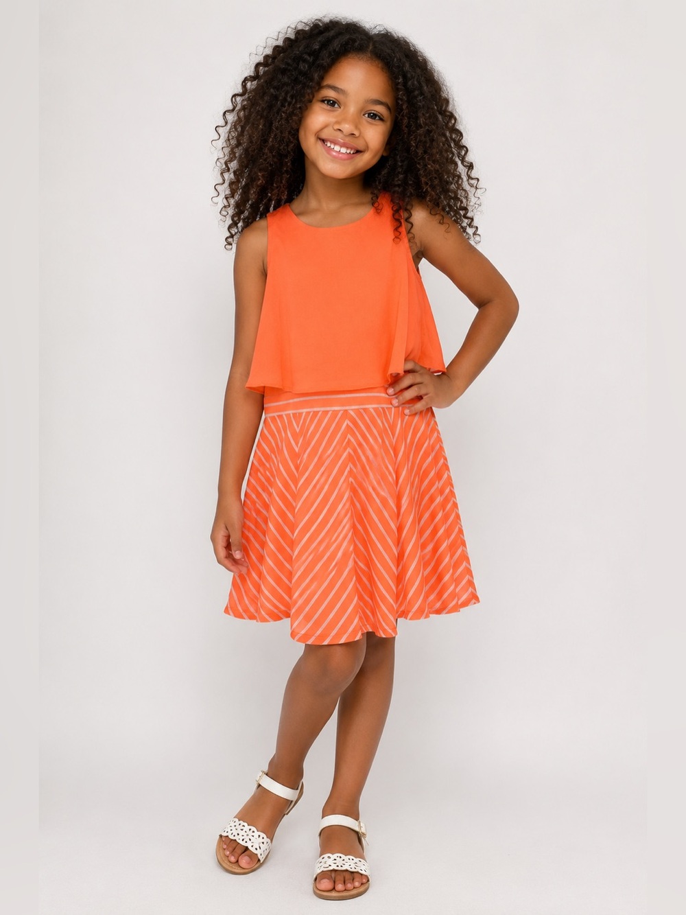 Kids Girl Striped Iz girl whimsical Dress  Cold Shoulder Dress Iz Girl Size 10